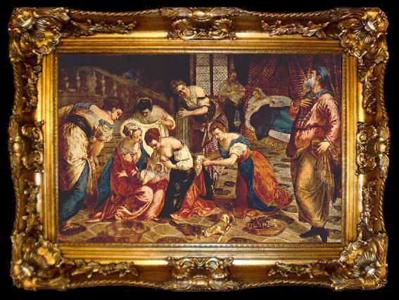 framed  TINTORETTO, Jacopo The Birth of St. John the Baptist wr, ta009-2
